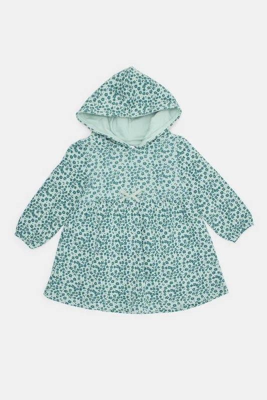 Infant Girls Green Hooded Sweat Dress Cotton unclassified dresses