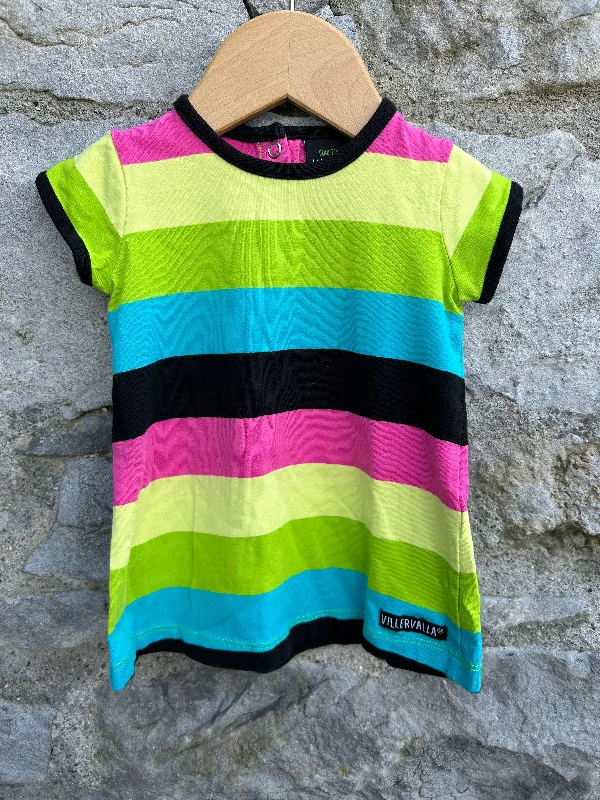 Green&pink stripy dress  6m (68cm) Monochrome unclassified dresses