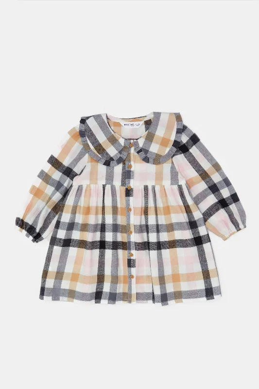 Infant Girls Grey Checkered Dress Plus size unclassified dresses