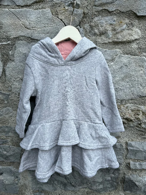 Grey hooded sweat dress 12-18m (80-86cm) Tiered unclassified dresses