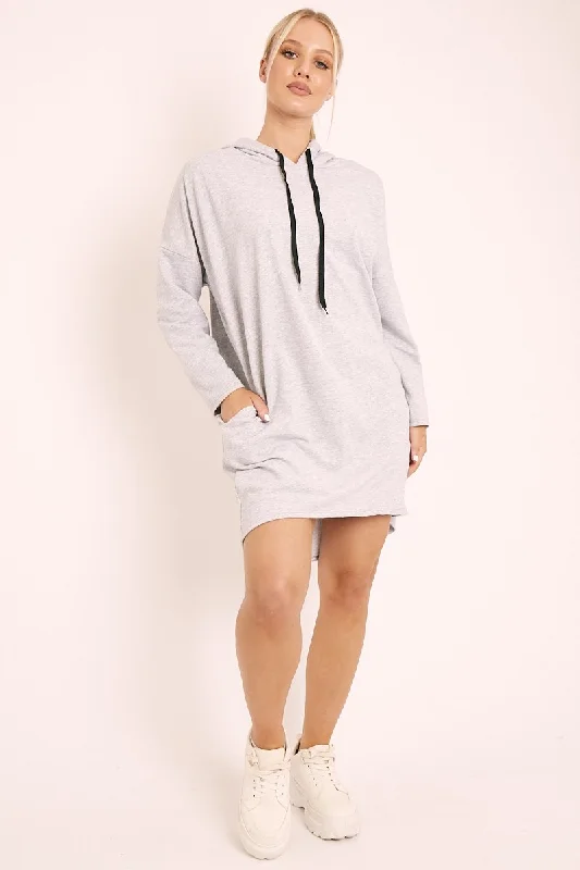 Grey Oversized Hoodie Jumper Dress - Mariah Halter unclassified dresses