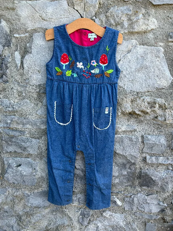 Hedgehogs&mushrooms blue dungarees 18-24m (86-92cm) Trendy new unclassified dresses