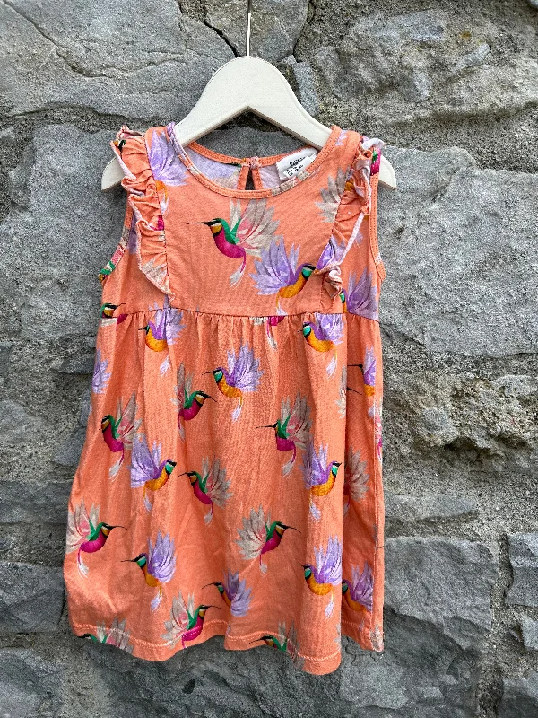 Hummingbird orange dress 12-18m (80-86cm) Vintage unclassified dresses