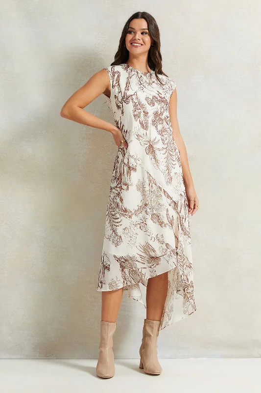 Women Ivory Printed Dress Elegant unclassified dresses