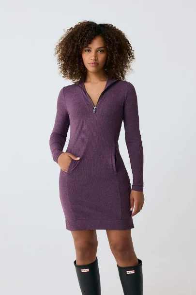 TRAVERSE HALF ZIP DRESS FIG Ruched unclassified dresses