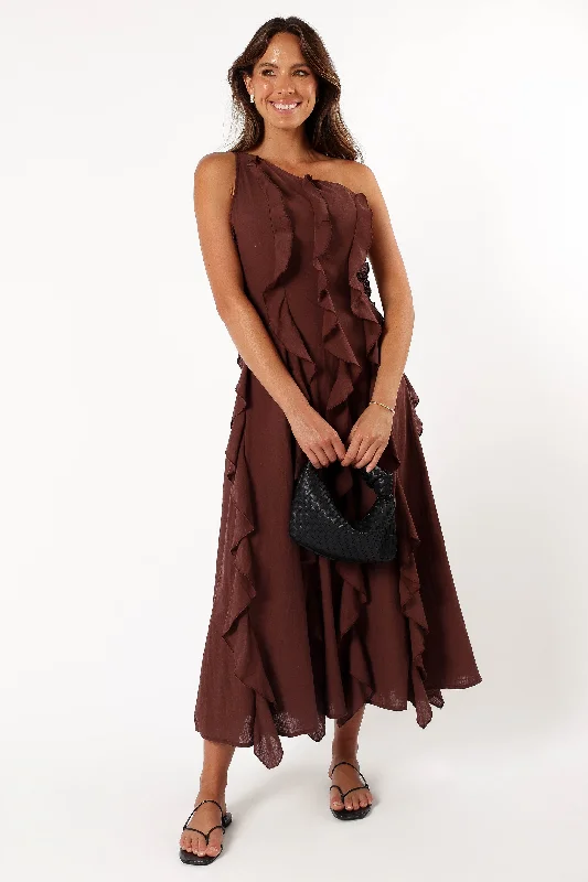 Maggy One Shoulder Dress - Chocolate Trendy unclassified dresses