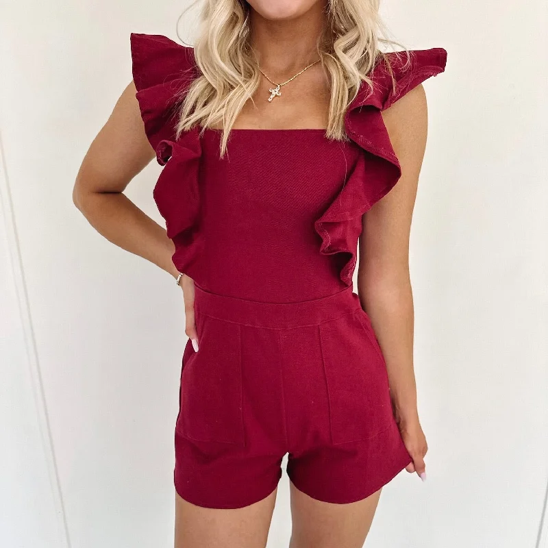 Megan Romper - Burgundy Breathable unclassified dresses