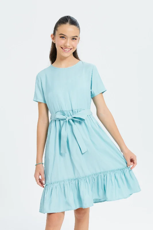 Senior Girls Mint Sateen Layered Dress Wedding guest unclassified dresses