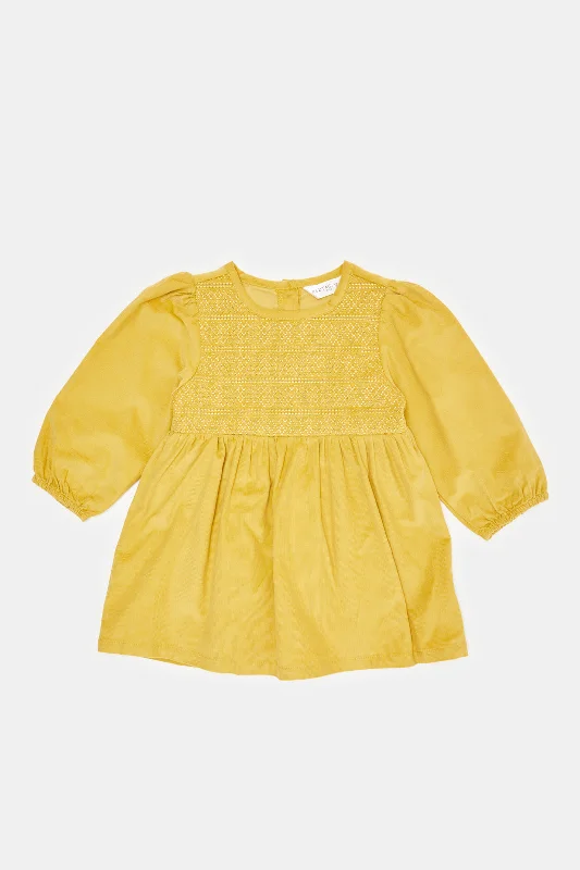 Infant Girls Mustard Smocking Dress Silk unclassified dresses