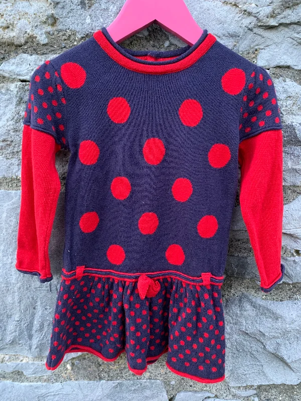 Navy&red knitted dress   12-18m (80-86cm) Bright color unclassified dresses