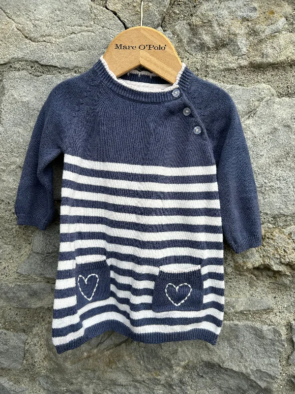 Navy stripy knitted dress  0-3m (56-62cm) Vacation unclassified dresses