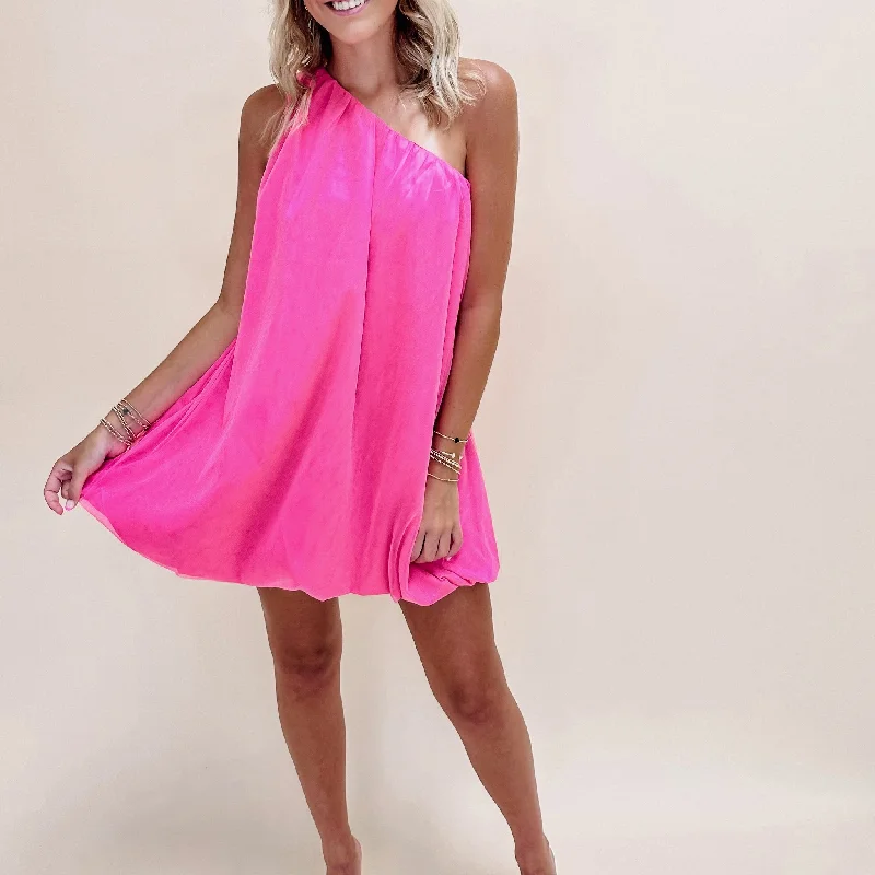 Off Shoulder Bubble Dress - Pink Trendy new unclassified dresses