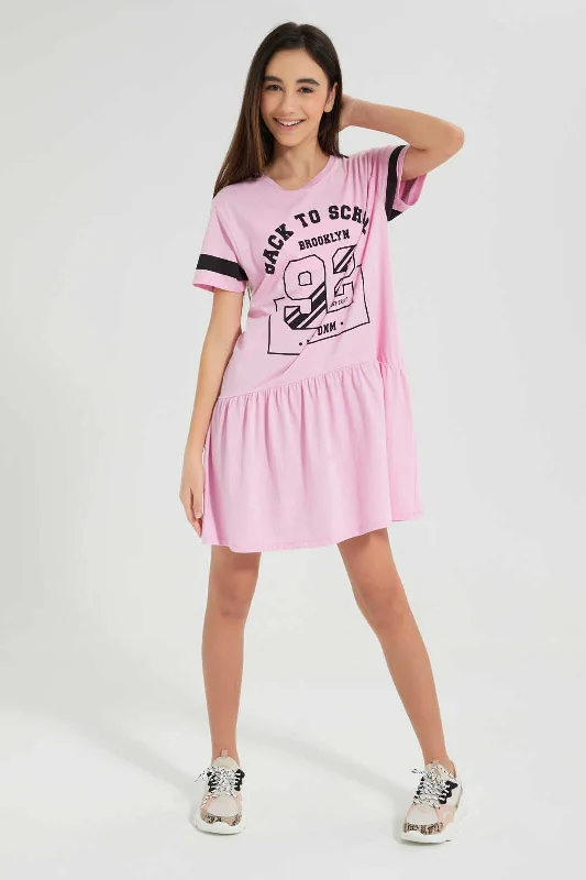 Pink Printed Sporty Dress Casual chic unclassified dresses