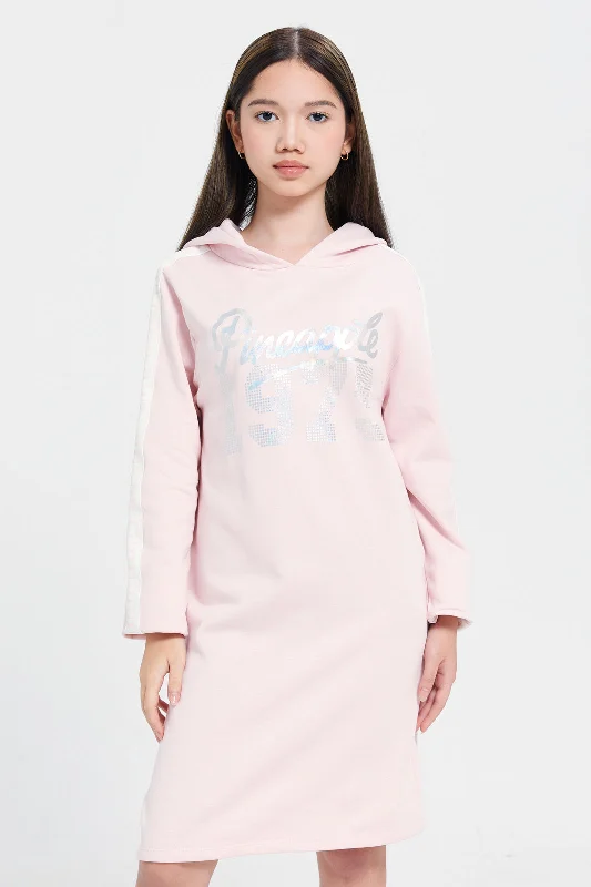 Senior Girls Pink Hooded Dress Printed unclassified dresses