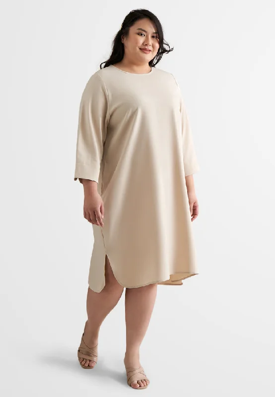 Daria Elegant Quarter Sleeve Shift Dress Earthy tone unclassified dresses