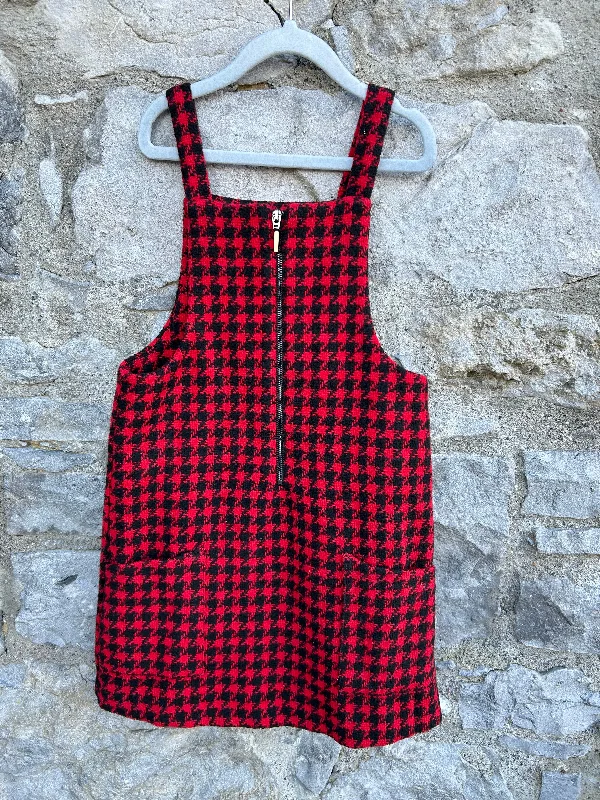 Red&black herringbone pinafore   8-9y (128-134cm) Wrap unclassified dresses