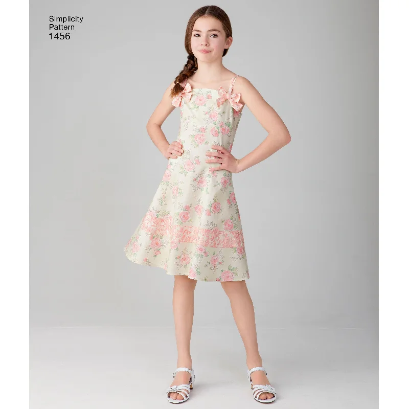 Simplicity Pattern 1456 Girls' Dress with Bodice Variations and Hat Affordable unclassified dresses