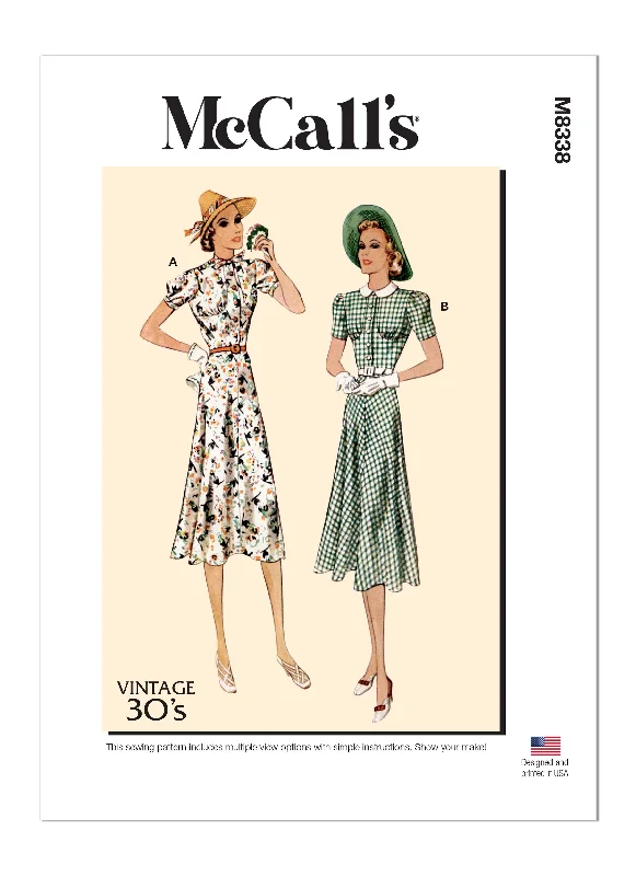 McCall's Sewing Pattern M8338 Misses' Vintage Dresses and Belt Tiered unclassified dresses