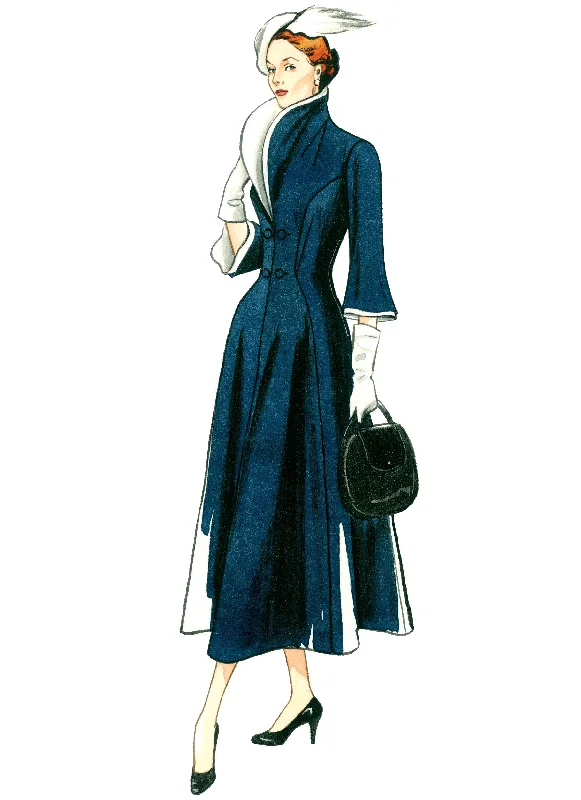 Vogue 1940's Vintage Pattern 1738 Wide-Collar, Fit-and-Flare Dress Color block unclassified dresses