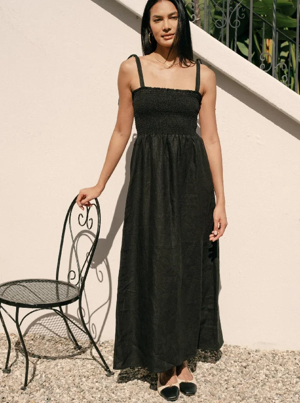 Sophie Dress - Black Linen A-line unclassified dresses