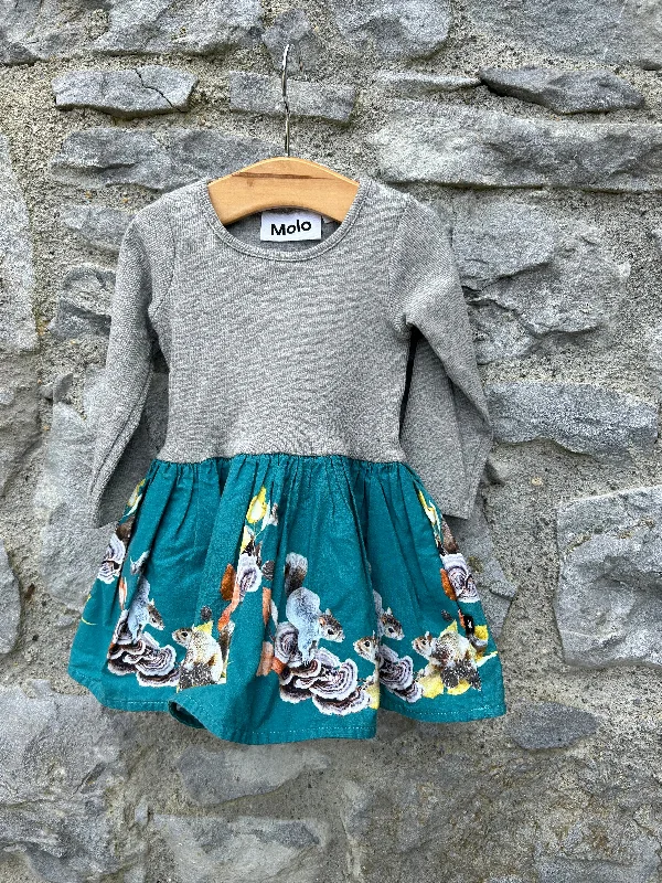 Squirrels teal&grey dress   6m (68cm) Stylish unclassified dresses