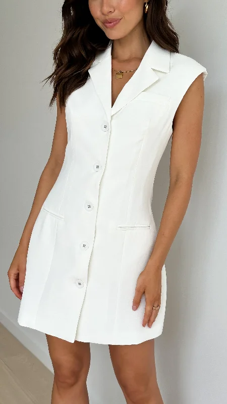 Tayli Blazer Dress - White High-end unclassified dresses