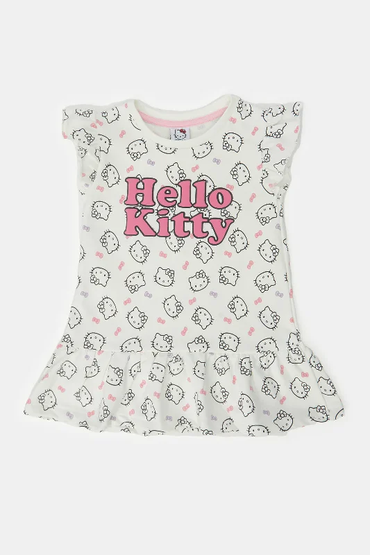 Infant Girls White Hello Kitty Dress Tiered unclassified dresses