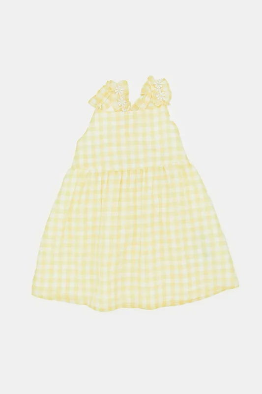 Infant Girls Yellow Checkered Dress Everyday wear unclassified dresses