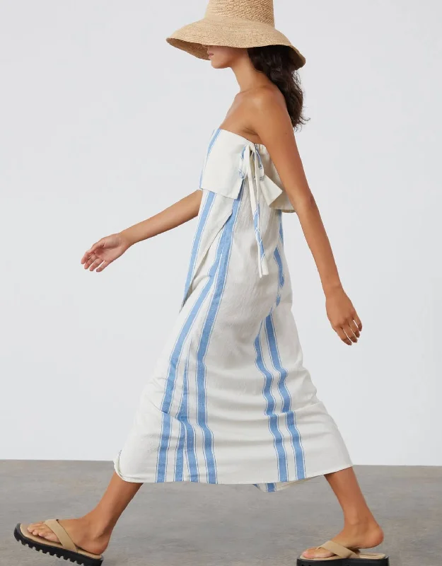 Marine Stripe Organic Cotton Blend Dress Mesh unclassified dresses