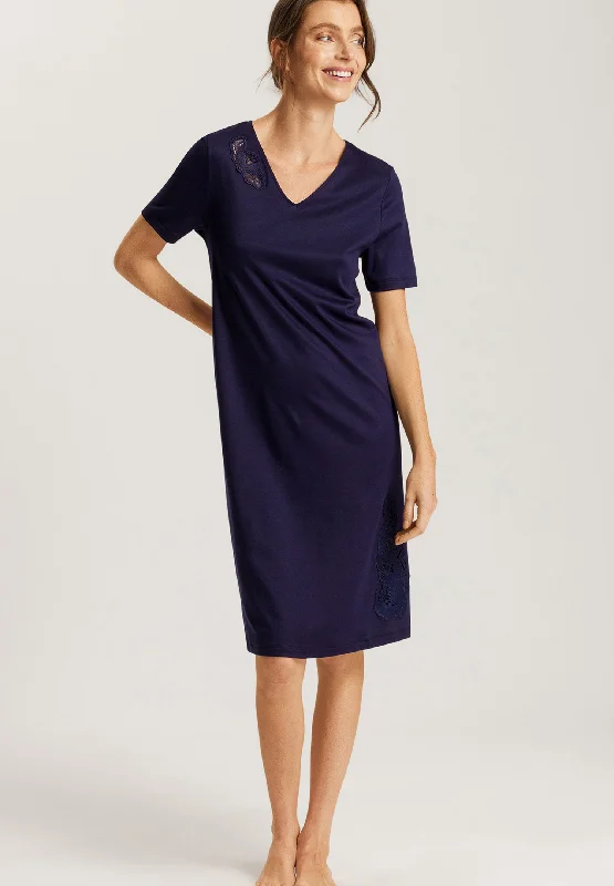 Anne NW-Short Sleeve Nightdress 100 Cm Button-down Mini Skirt