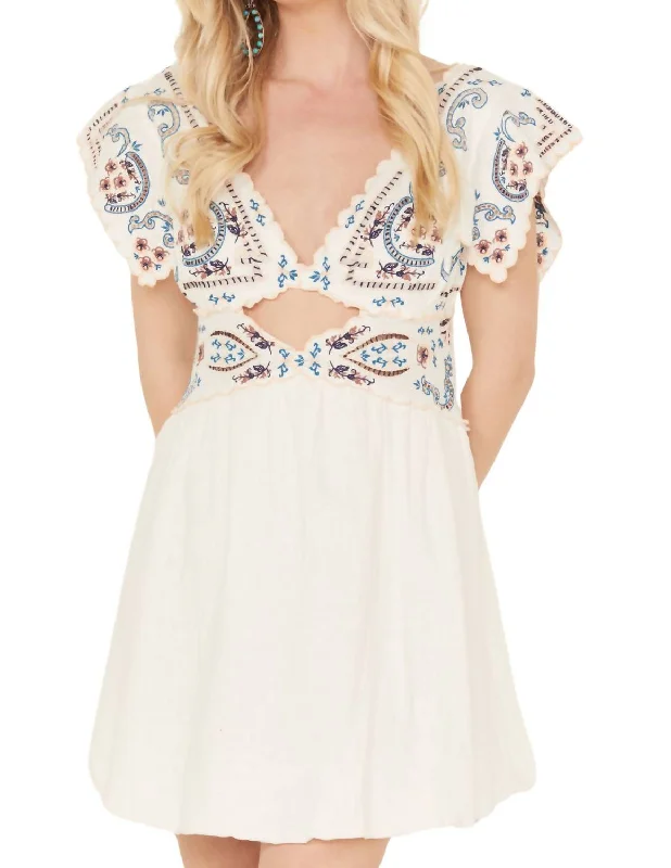 Rambling Roads Mini Dress In Blanc De Blanc Mini Skirt Party