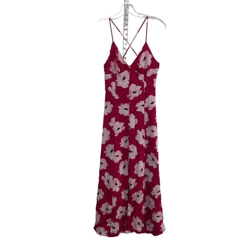 Leith Red White Floral Print Womens Maxi Tank Dress Viscose XS Preowned Sleek Maxi Skirt